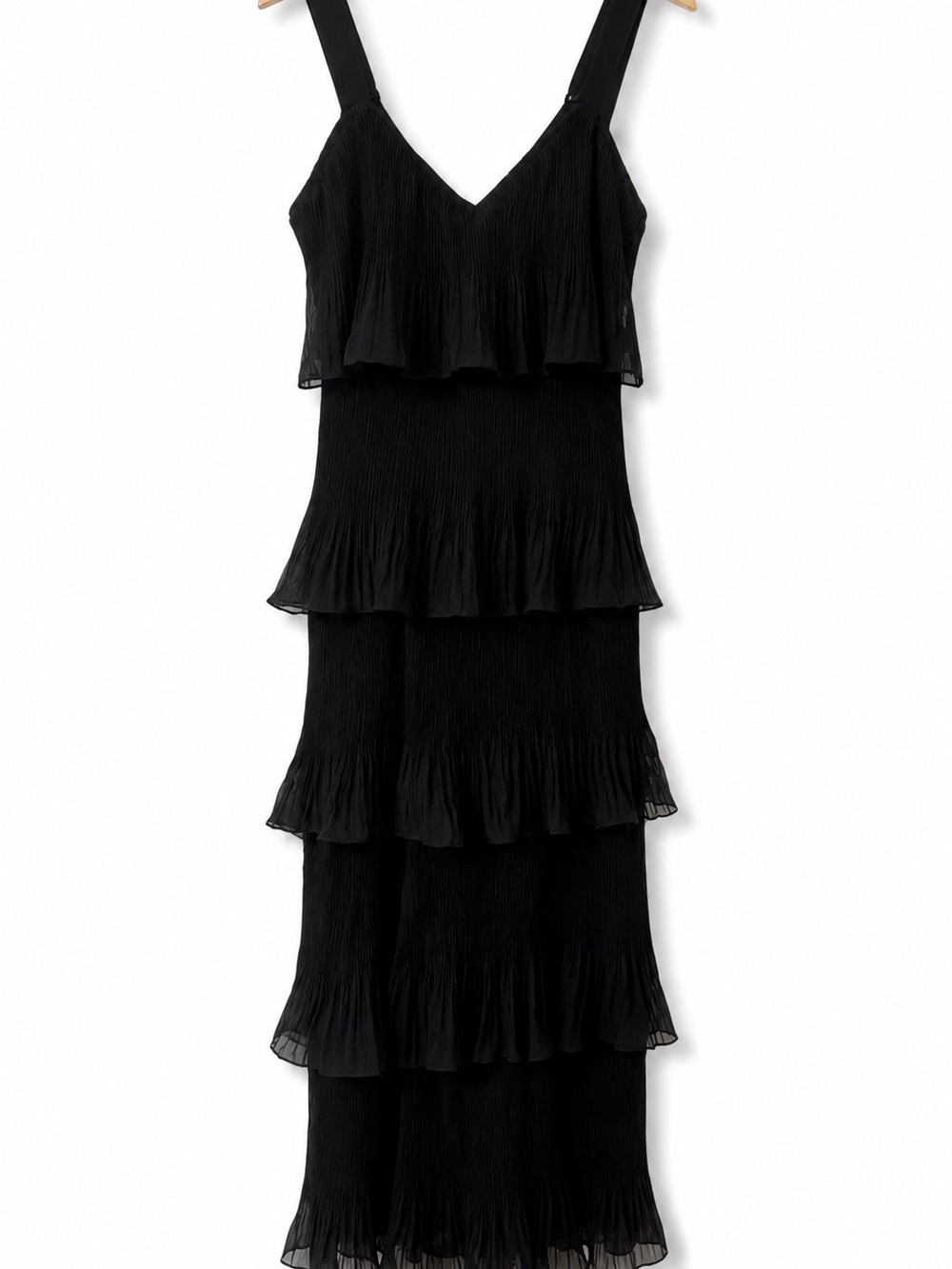 Lulu's Black Tiered Ruffle Maxi Dress with V-Neck